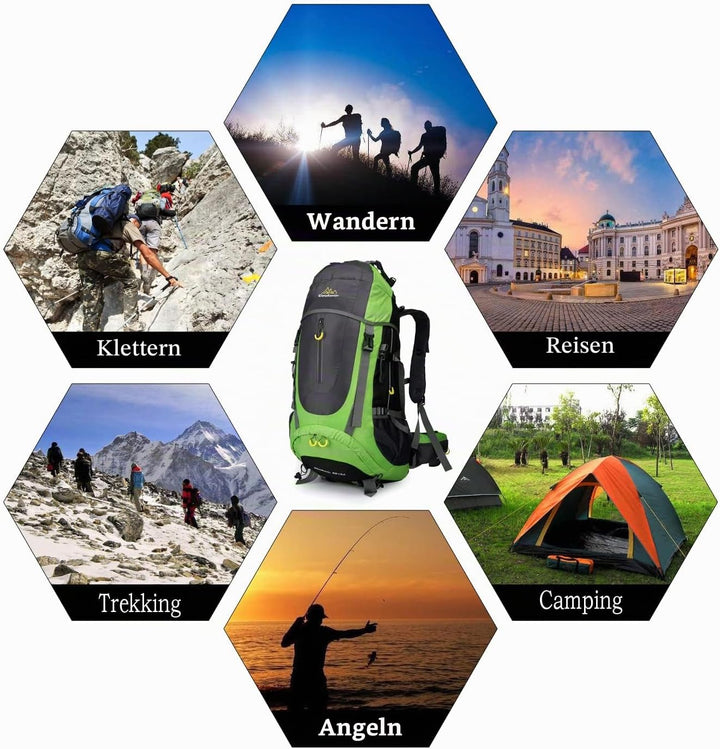 70L Trekkingrucksack Campingrucksack Reiserucksack Wanderrucksack Grosser Rucksack für Damen Herren
