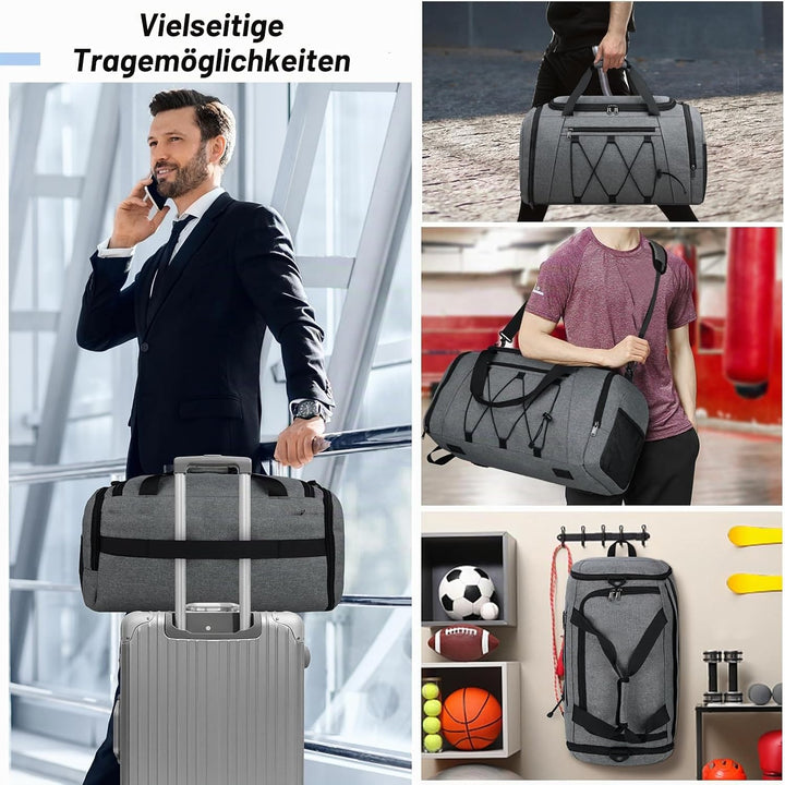 NUBILY Sporttasche Herren Damen mit Schuhfach Nassfach Wasserdicht Trainingstasche Schwimmtasche Gro
