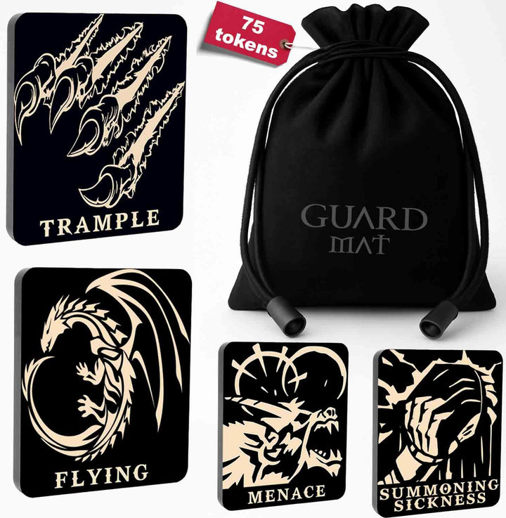 75 Token für Magic The Gathering – Fähigkeitenzähler - Set aus Holz für MTG – Kartenspielzubehör, A