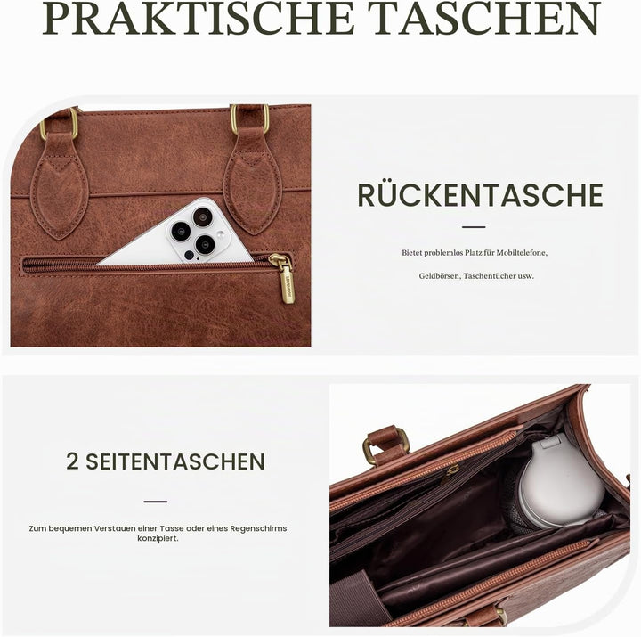 LOVEVOOK Laptoptasche Damen 15,6 Zoll, Gross Arbeitstasche Handtasche Schultertasche Wasserdicht PU