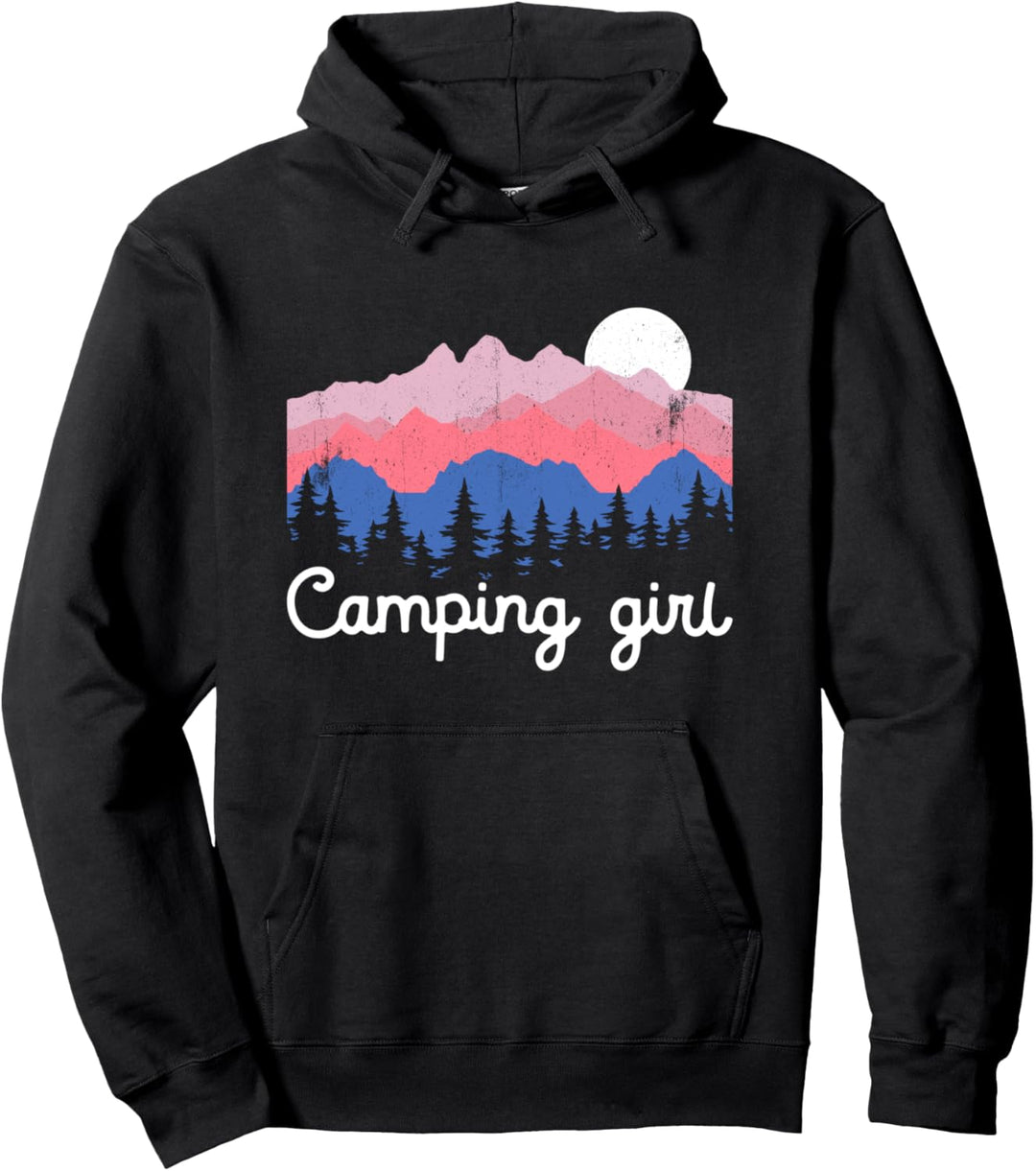 Camping Mädchen Retro Berge Wandern Outdoor Camping Pullover Hoodie