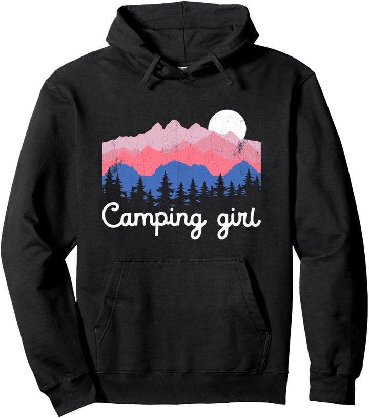 Camping Mädchen Retro Berge Wandern Outdoor Camping Pullover Hoodie
