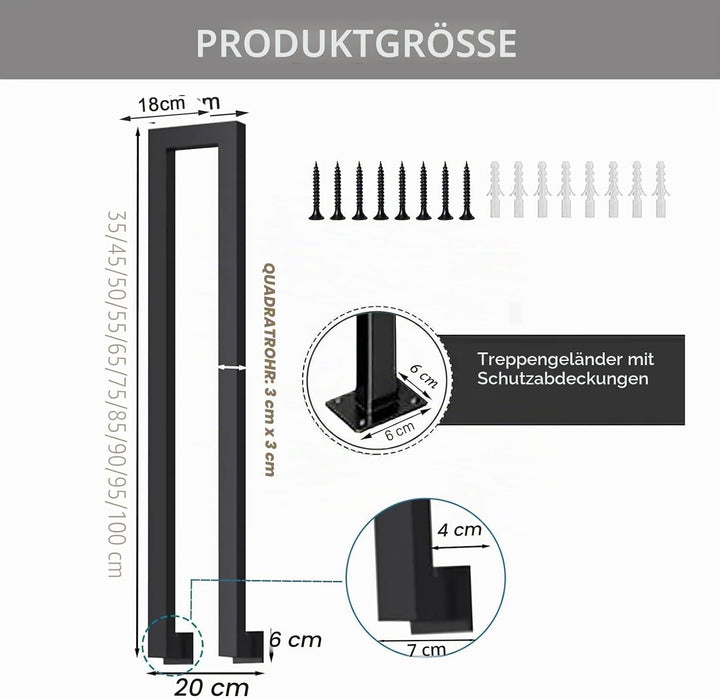 Treppengeländer Innen, U-FöRmige GeläNder Treppe, 35-110cm Handlauf Treppe,Metal GeläNder Drinnen/Ra