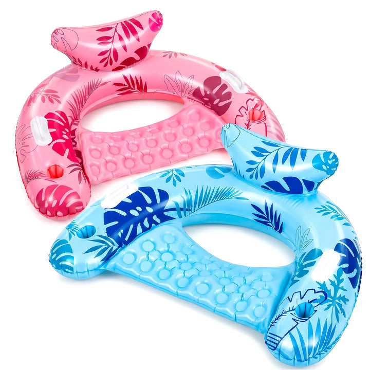 SOLAVERO Aufblasbare Poolsessel, 2 Stück Schwimmende Pool Luftmatratzen für Erwachsene, Wasserhängem