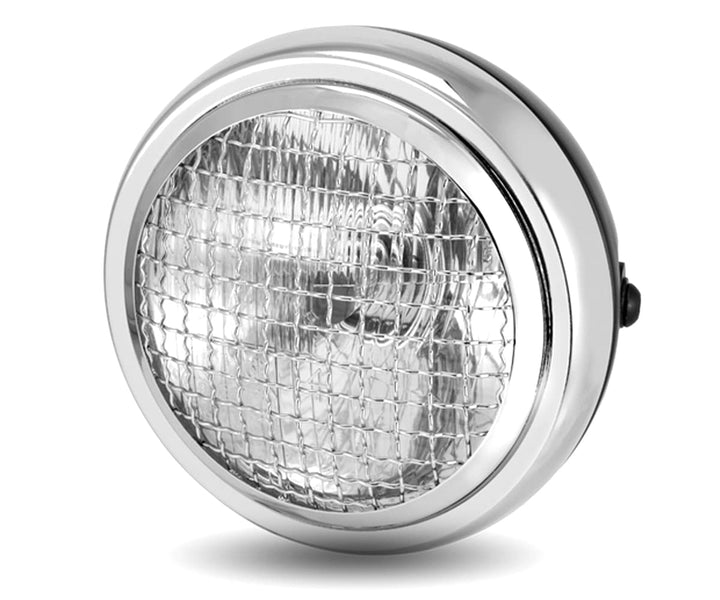 6" Scheinwerfer für Projekt Motorrad - Cafe Racer Retro Scrambler - Schwarz Netz Grill mit Chrom Ble