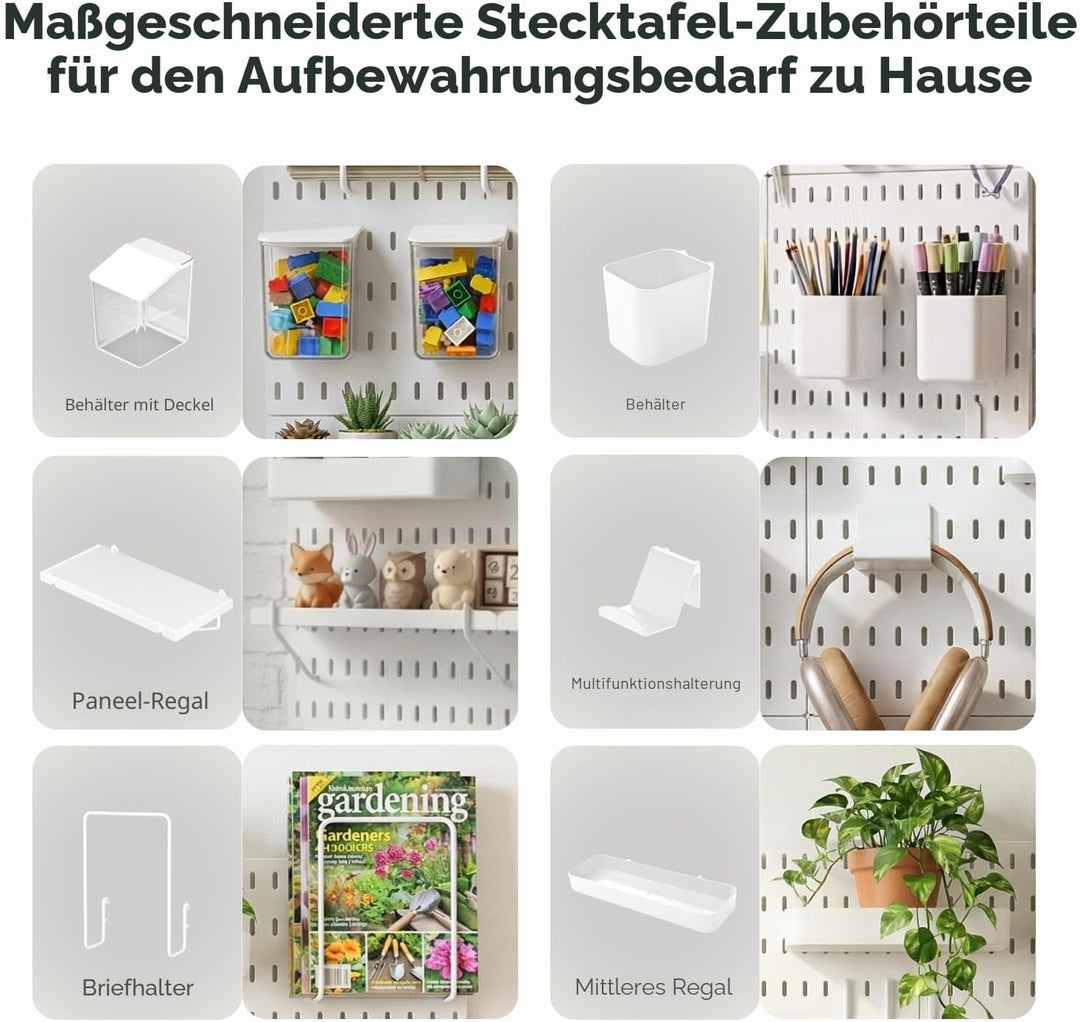 Keepo Stecktafel-Kombinationsset, Stecktafeln und Zubehör, modulare Aufhängung für Wand-Organizer, B