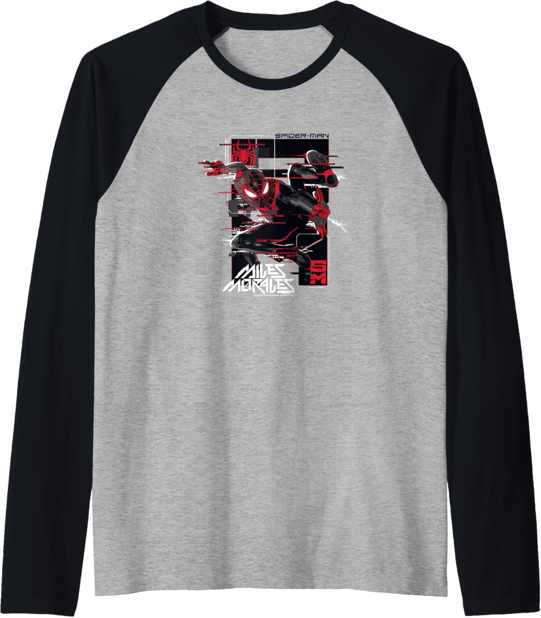 Marvel Spider-Man: Miles Morales Action Shot Glitch Raglan