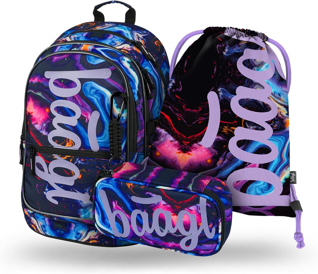 Baagl Schulrucksack Set Mädchen 3 Teilig, Schultasche für Grundschule Volksschule, Grundschule Ranze