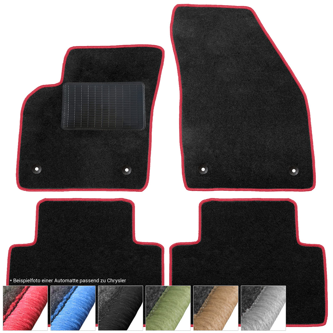 moto-MOLTICO Fussmatten Auto Velours Autoteppiche Schwarz Automatten Set 5-teilig passend für Chrysl