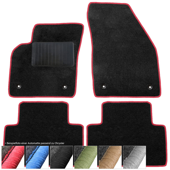 moto-MOLTICO Fussmatten Auto Velours Autoteppiche Schwarz Automatten Set 5-teilig passend für Chrysl