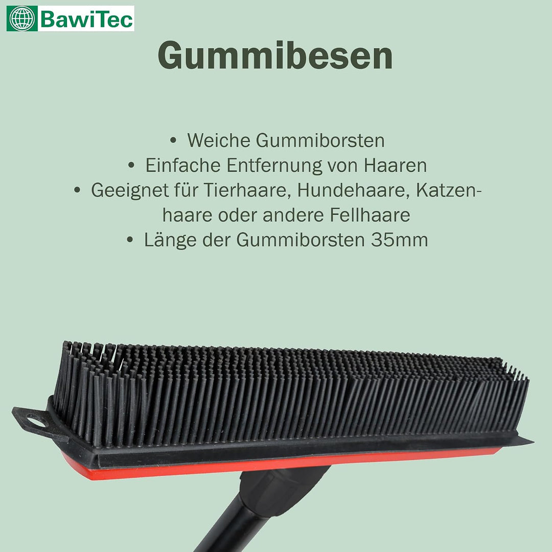 BawiTec Gummibesen Noppenbesen Friseurbesen-Set Kehrgarnitur Teleskopstiel Handfeger Kehrschaufel Ti