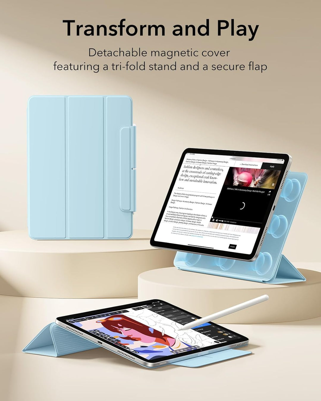 ESR für iPad Air 11 Zoll 2026 Hülle M4/M3/M2, iPad Air 5/4 Hülle (2025/2024/2022/2020) Starke Magnet