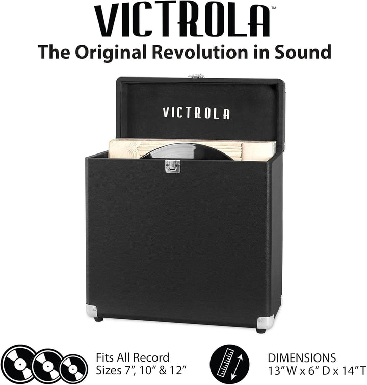 Victrola Vintage-Schallplatten-Aufbewahrungs- und Tragetasche, passend für alle Standard-Schallplatt