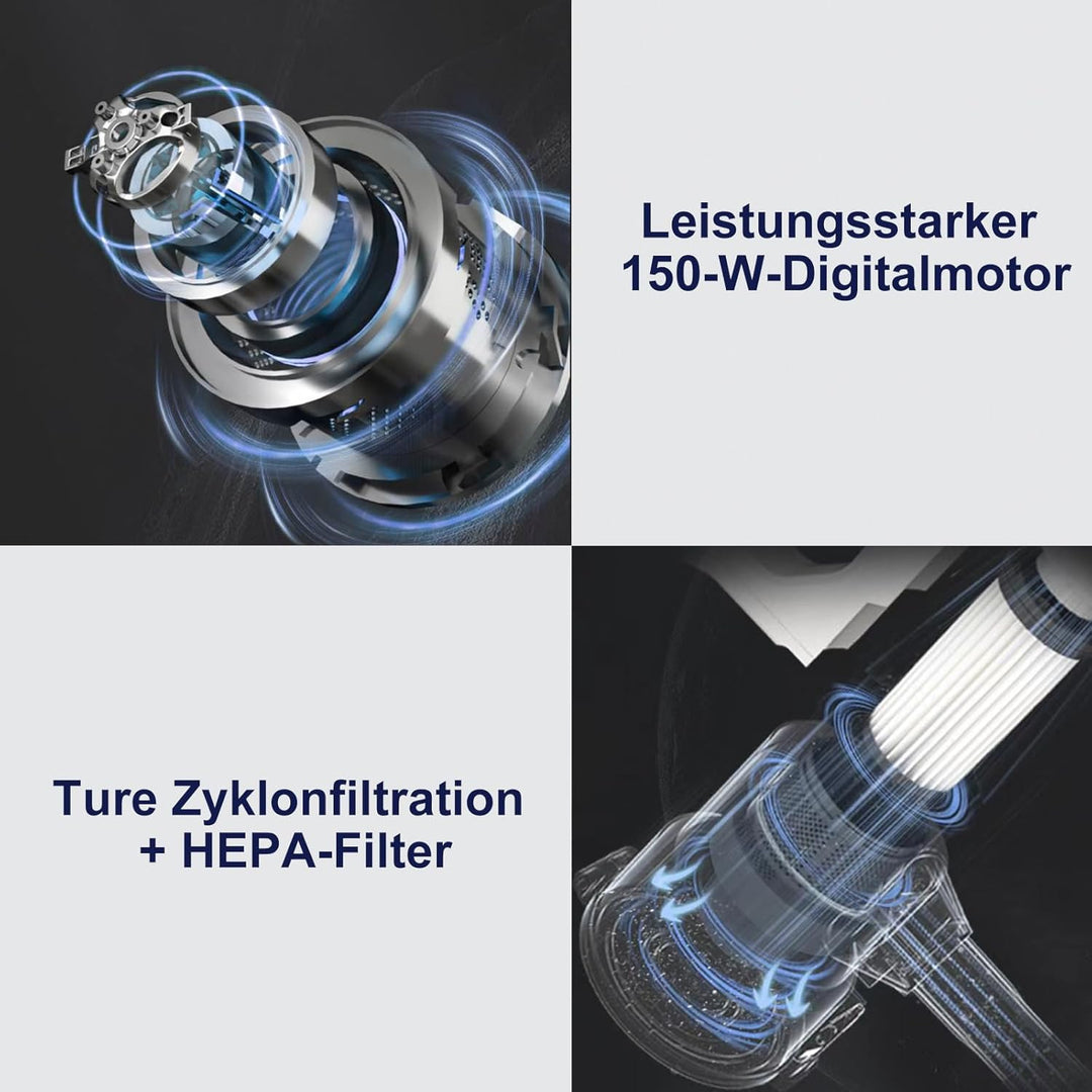 Akitas V8 22,2V 150W 3-in-1 Staubsauger Kabellos Akku Stielstaubsauger Handstaubsauger leicht, kompa