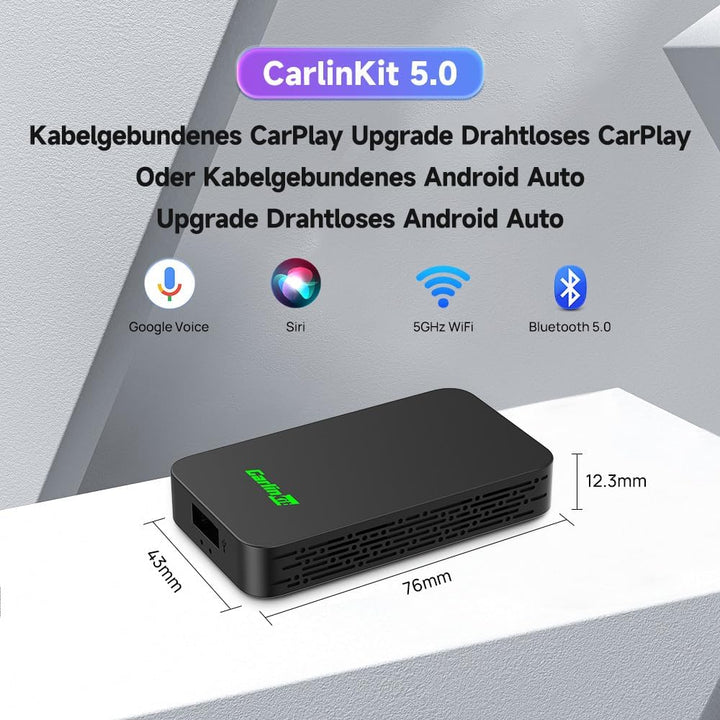 Carlinkit 5.0 Wireless CarPlay und Android Auto 2 in 1 Adapter,Geeignet für Autos mit eingebauten in