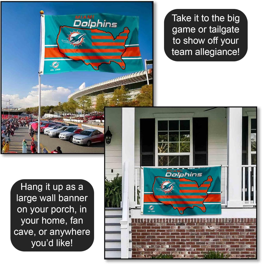 WinCraft Miami Dolphins Nation USA American Country 3x5 Flag