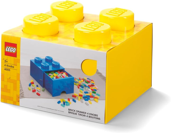 LEGO Stapelbar Aufbewahrungssteine Schublade mit 4 Knöpfe, Gelb, Gelb