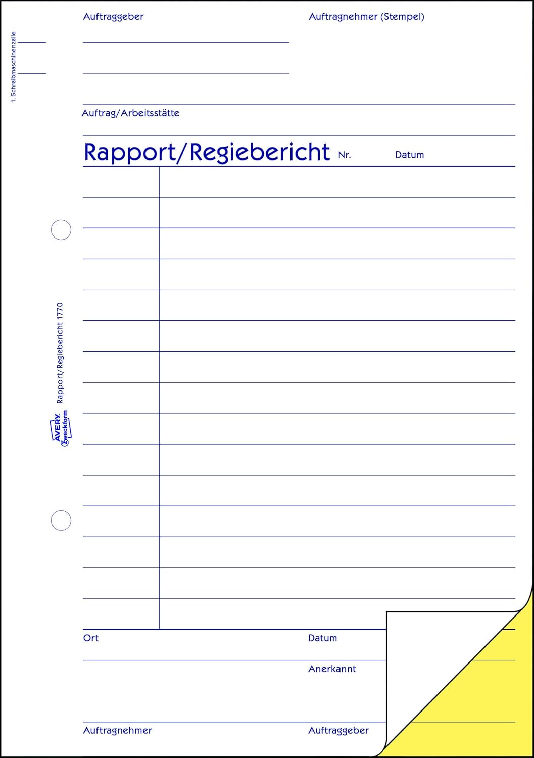 AVERY Zweckform 1770-10 Rapport/Regiebericht (A5 selbstdurchschreibend, von Rechtsexperten geprüft,