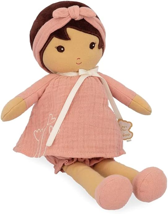 KALOO - Tendresse – My First Amandine Doll – Cloth Doll 32 cm – Pink Chiffon Dress – Matte Skin – Pr