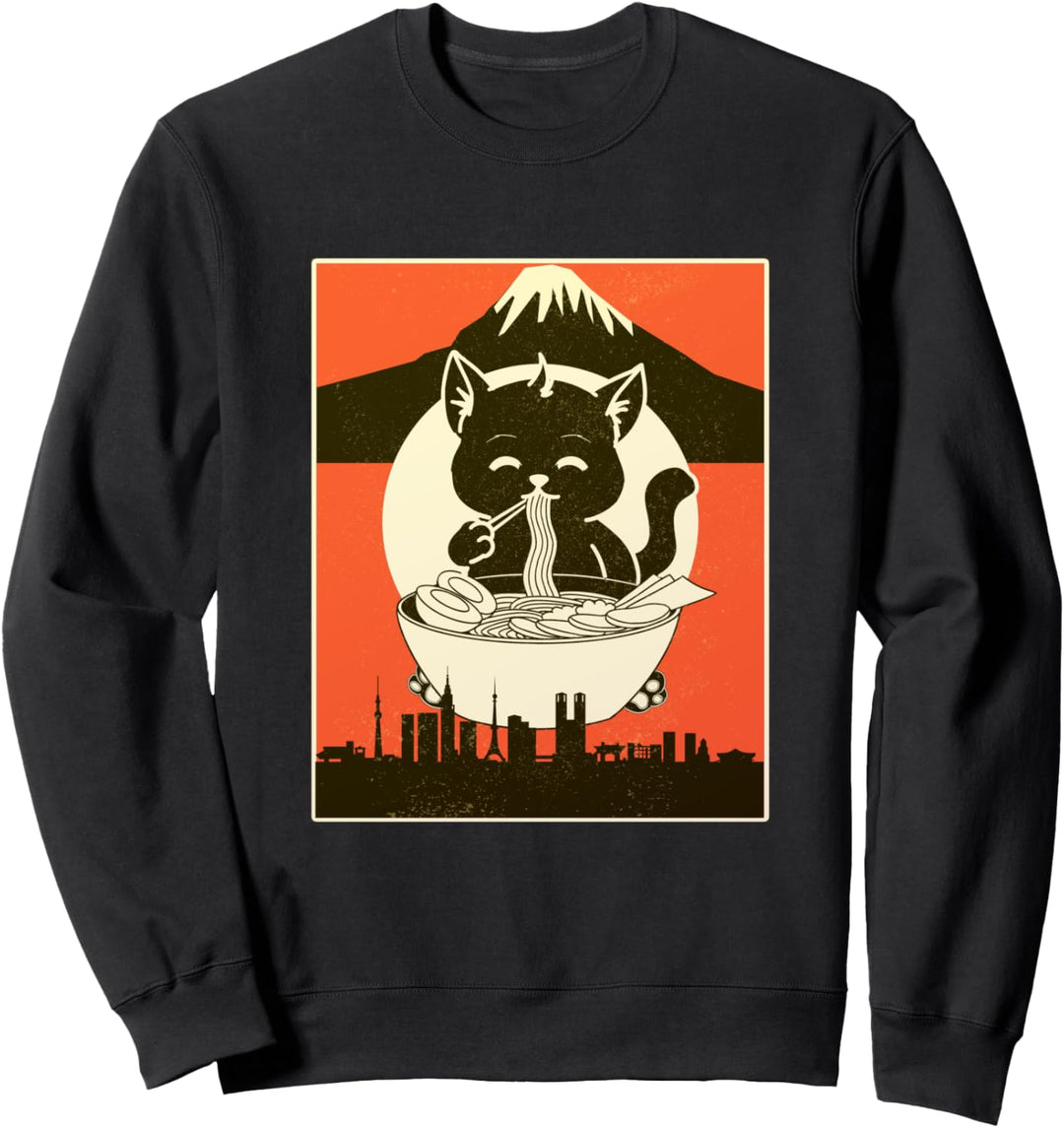 Vintage Ramen Katze japanische Kawaii Anime Sweatshirt