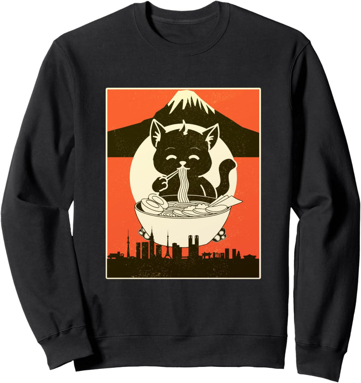 Vintage Ramen Katze japanische Kawaii Anime Sweatshirt