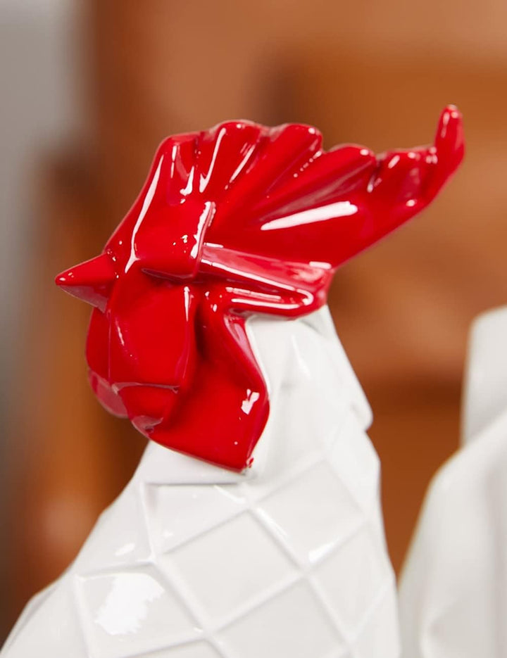 NENBOLEC Hahn Statue Skulpturen Modern Arts Dekor Tier Geschenk Figuren Polyresin Weiss 31cm