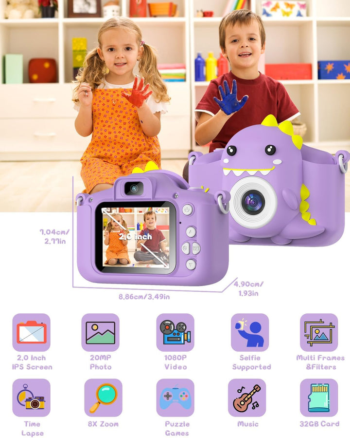 Kinderkamera, Gofunly Kinder Kamera 1080P 2,0-Zoll-Bildschirm Fotoapparat Kinder mit 32GB-Karte Self