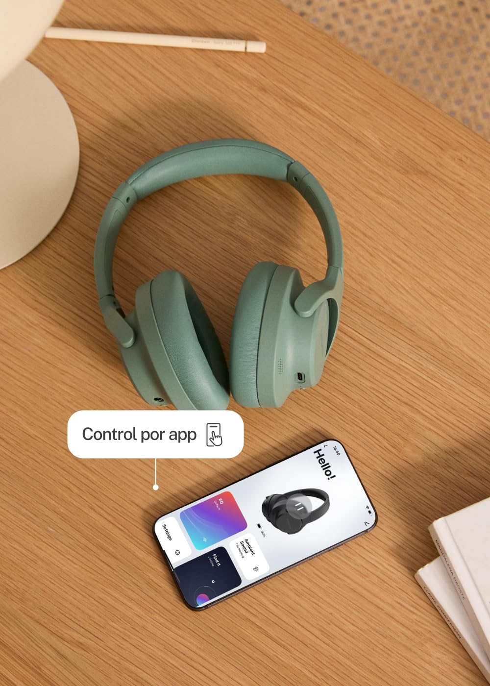 CREATE / Headphones ANC Studio/Kabellose Kopfhörer mit Kopfbügel Salbeigrün/Geräuschunterdrückung, z