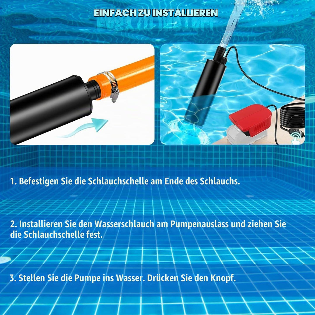 Wasser Pumpe Sumpf Pumpe for Einhell 18V Akku, Tauchpumpe für Campingwannen, Garten, Wohnmobil, Teic