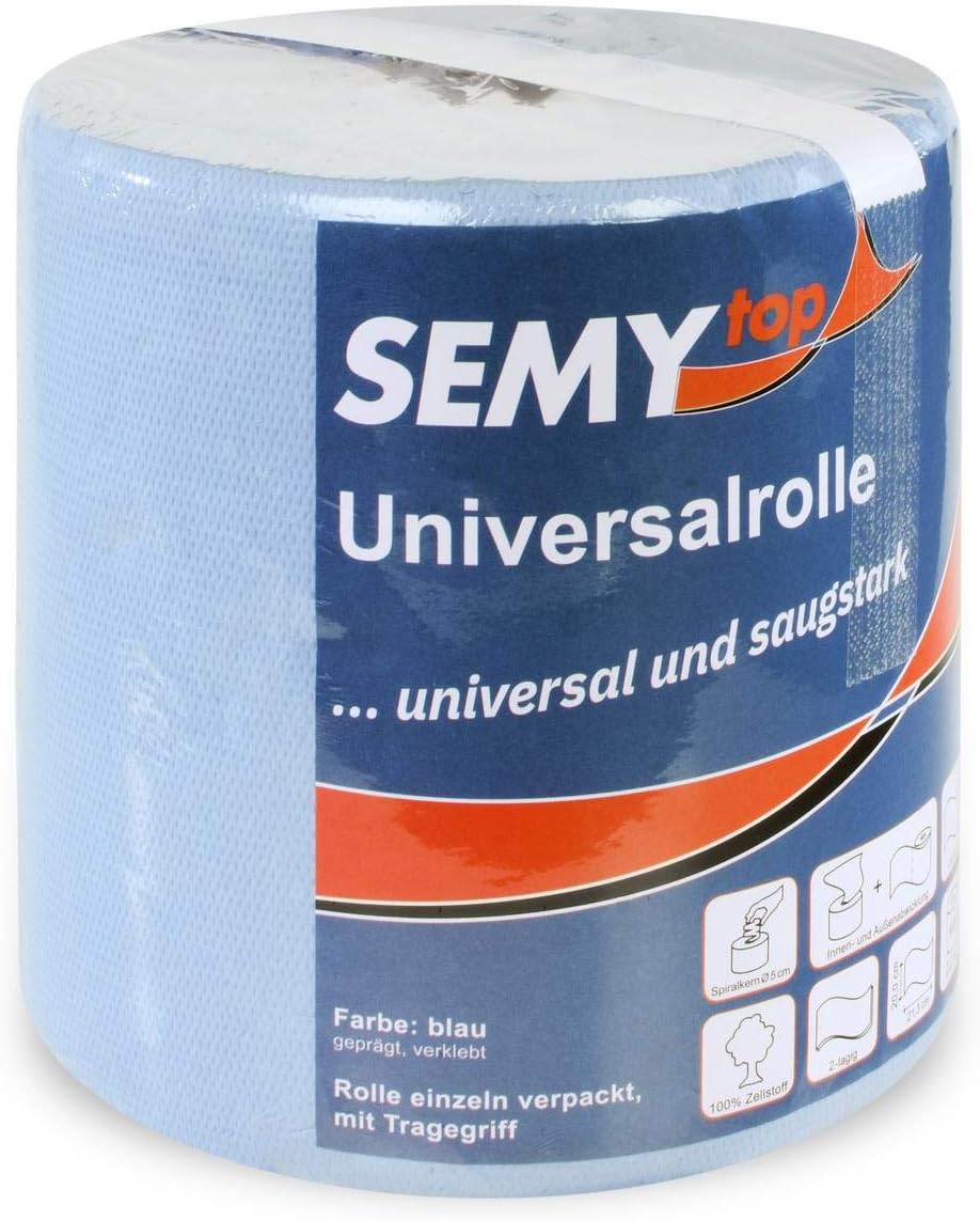 Semy Top ST-88785 Handtuchrolle, 2-lagig, 20 cm, Blau (6-er Pack) Single, Single