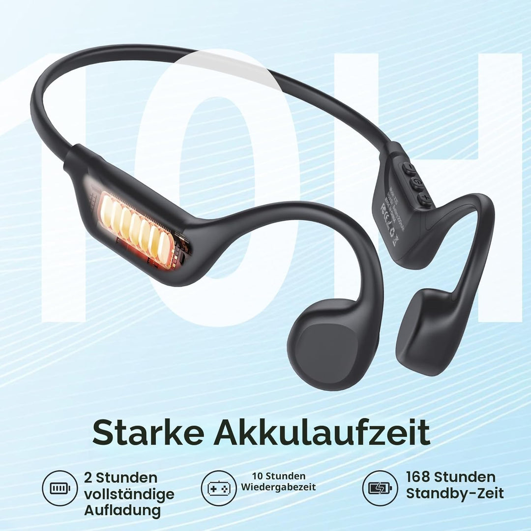 IFECCO Knochenschall Kopfhörer Bluetooth 6.2 - Open Ear Bone Conduction Kopfhörer Kabellos,IPX5 wass