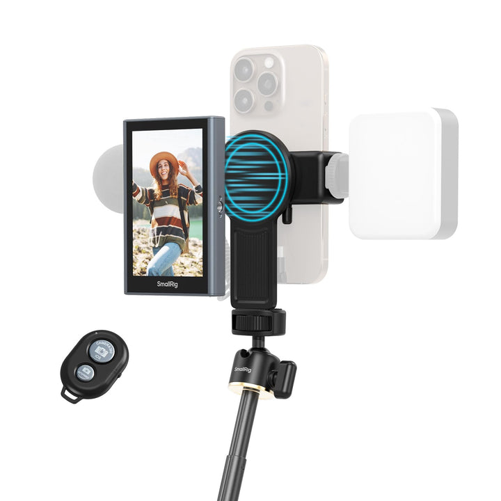 SMALLRIG Wireless Monitor, Magnetischer Selfie Monitor für iPhone/Android, Telefonmonitor mit Blitzs