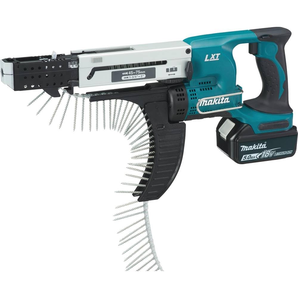 Makita Akku-Magazinschrauber 45-75 mm 18 V / 5,0 Ah, 2 Akkus und Ladegerät im Transportkoffer, 1 Stü