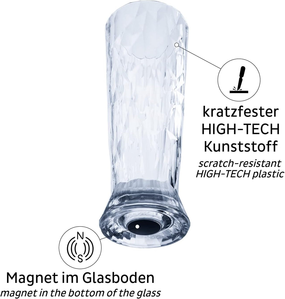 silwy® Hightech-Kunststoff-Magnet-Gläser inkl. Metall-Nano-Gel-Pads – rutschfeste Campinggläser, Boo