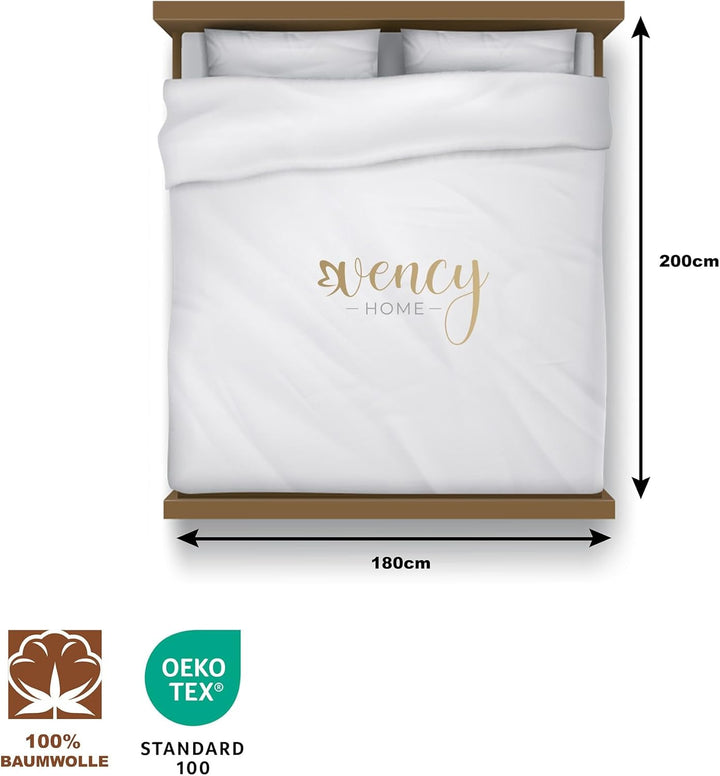 Vency Premium Jersey Spannbettlaken 180x200cm Anthrazit - Spannbetttuch 100% Baumwolle, Bettlaken 18