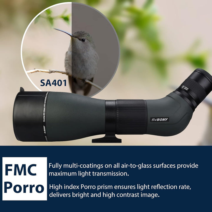 Svbony SA401 APO Spektiv, 20-60x85mm, Doppel-ED-Glas FMC, Präziser Fokus, Wasserdichtes Abgewinkelte