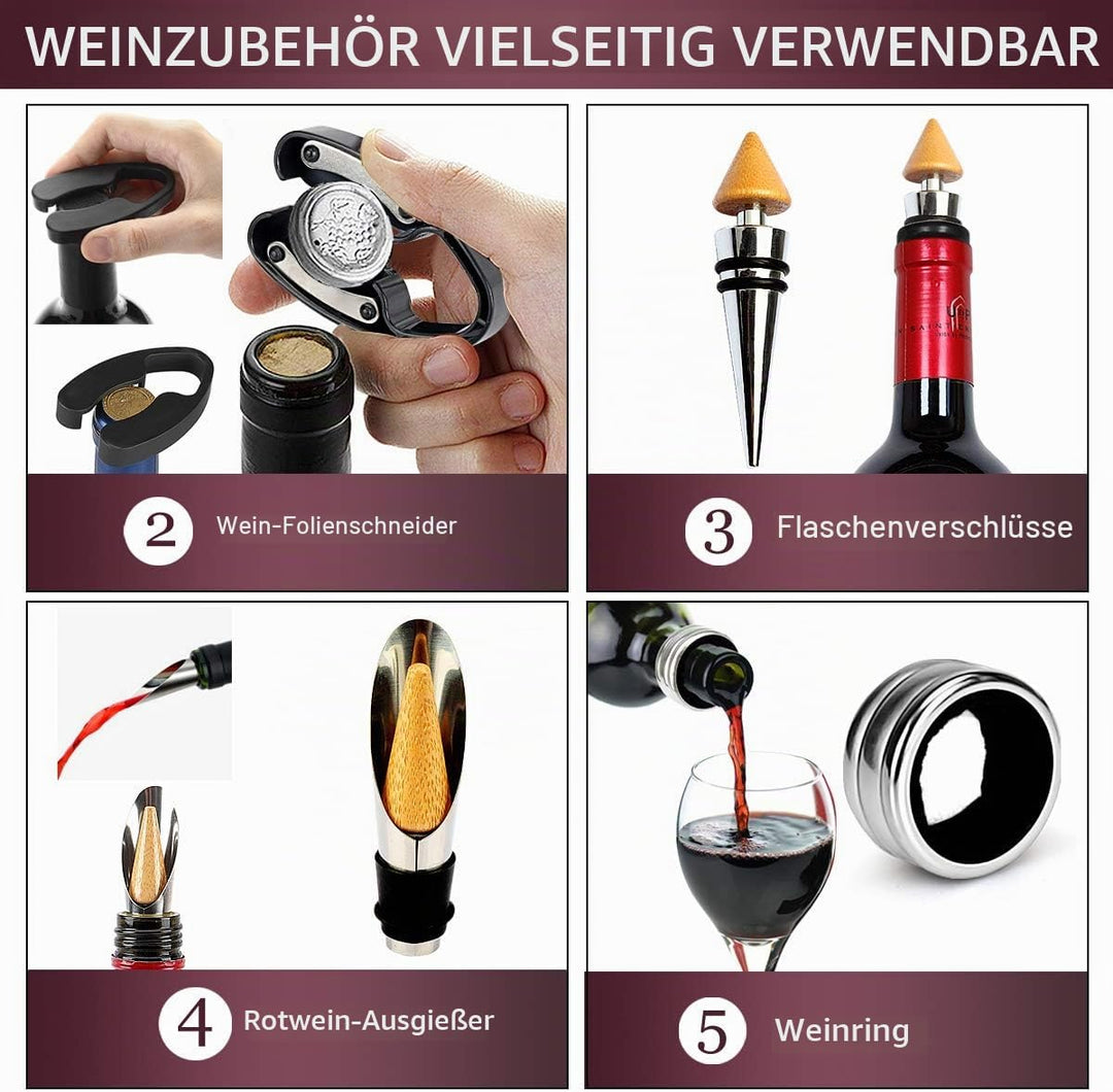 ZBPASL Weinflasche Geformt Korkenzieher Set,Weinöffner,Wein Sommelier Sets mit Flaschenöffner,Weinve