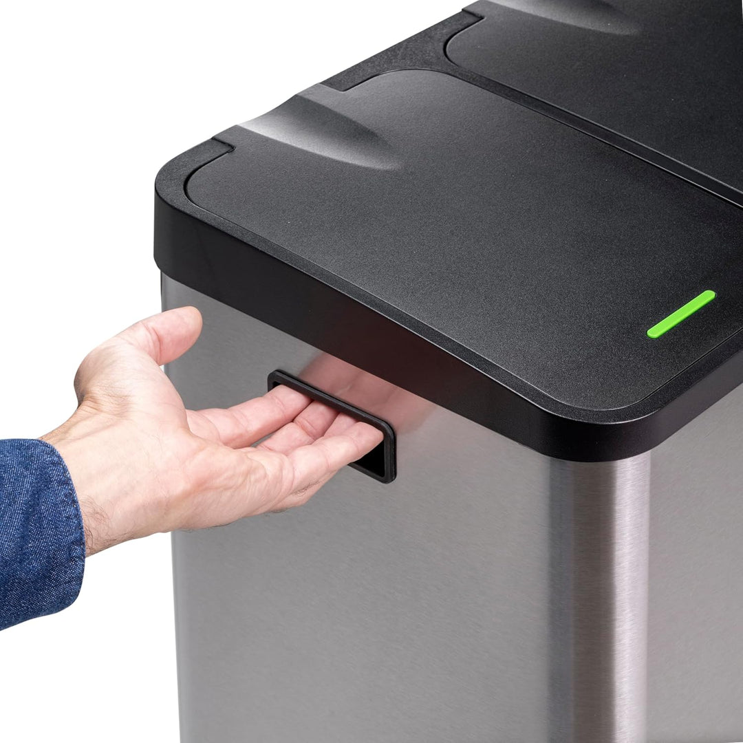 Emuca - Aussenbehälter mit 2 Fächern à 15 Liter, Treteimer, Abfallsammler, Edelstahl 15L 2 Fächern,