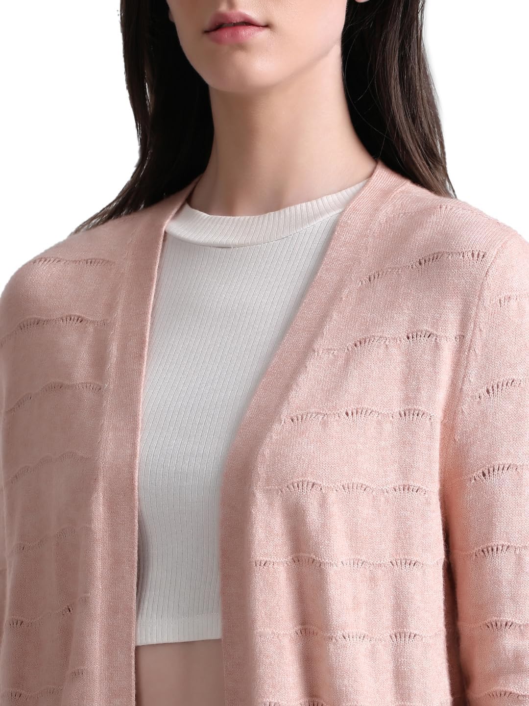 ONLY Damen Onlkatia Ls Struct Open Card Cc KNT Strickjacke S Rose Smoke/Detail:melange, S Rose Smoke