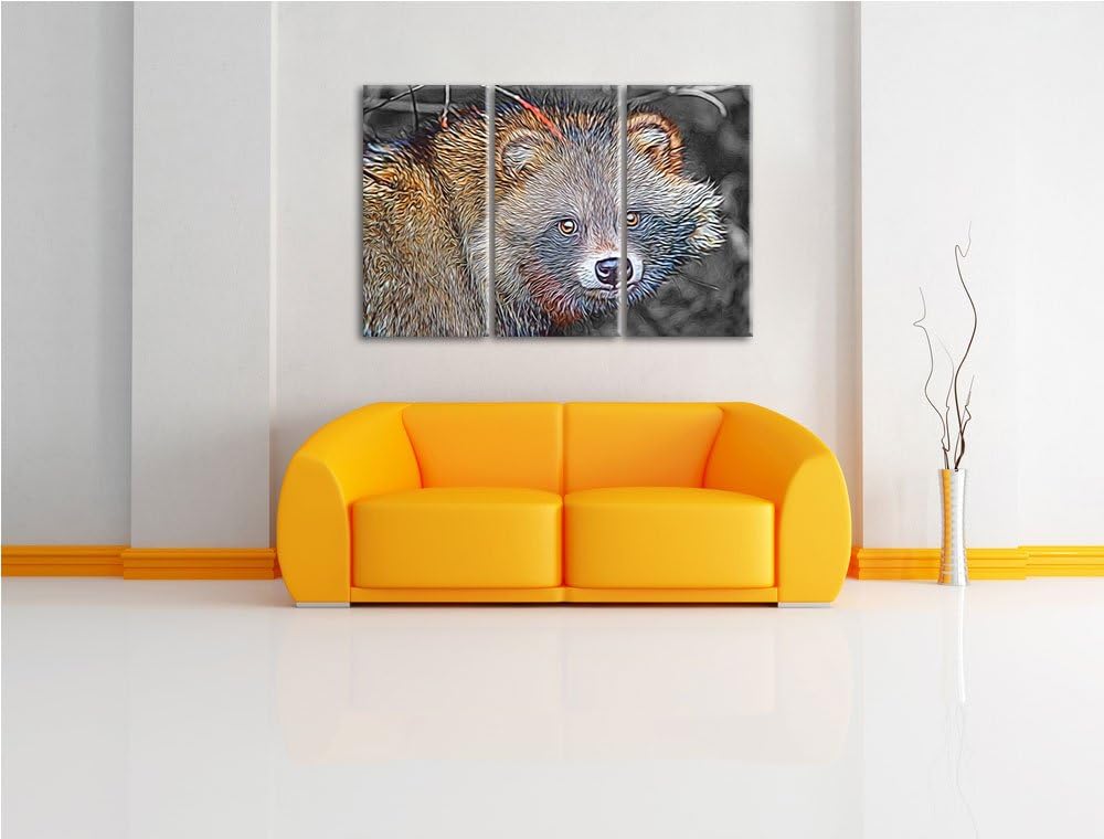 süsser Waschbär schwarz/weiss Deluxe 3-Teiler Leinwandbild 120x80 Bild auf Leinwand, XXL riesige Bil