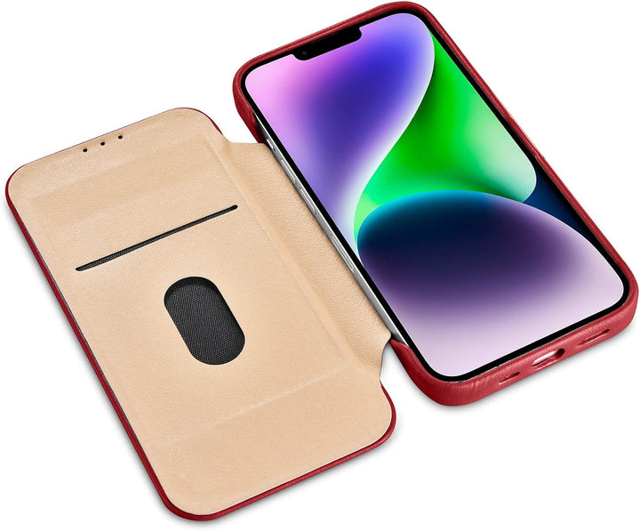 Mobiskin Hülle kompatibel mit Apple iPhone 14 (6,1 Zoll), Handyhülle mit echtem Leder, Case, Schutzh