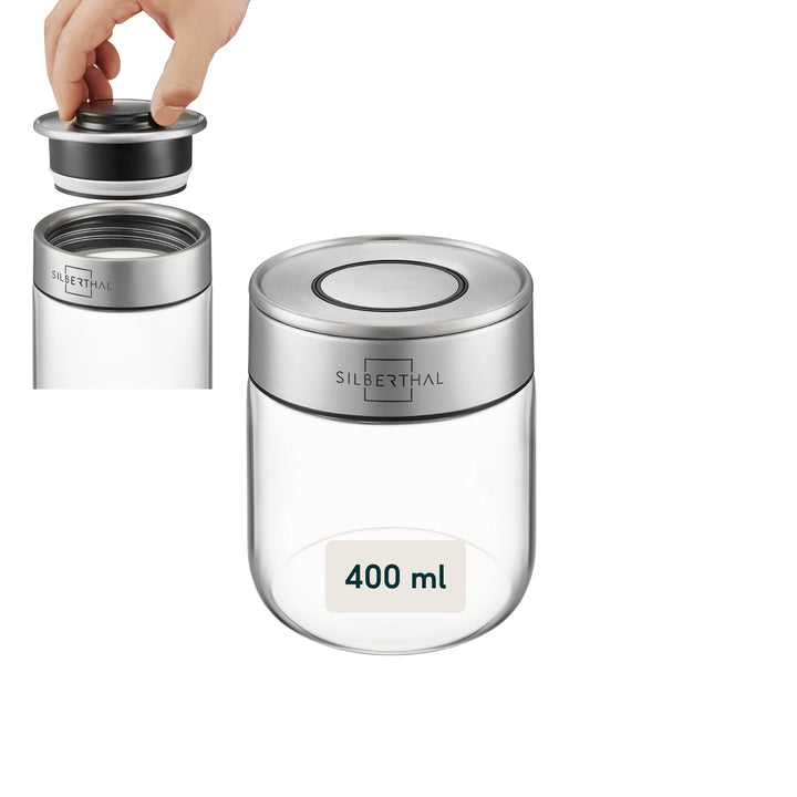 SILBERTHAL Vorratsdosen Glas mit Deckel 400 ml - Vorratsgläser für luftdichte &amp; auslaufsichere Aufbe