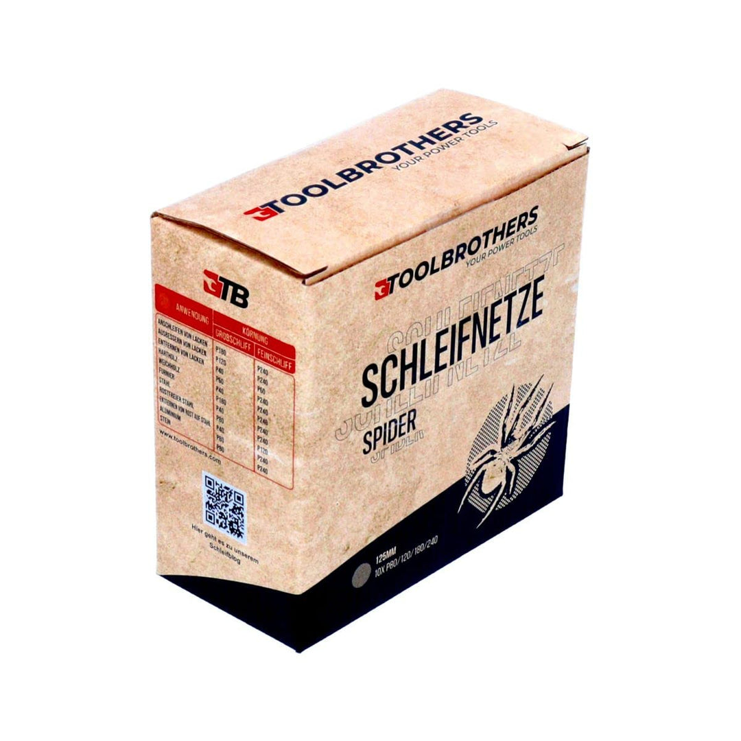Toolbrothers SPIDER Schleifset Netzschleifmittel 2 Packungen 80x Schleifnetze 125mm Klett je 20x P80