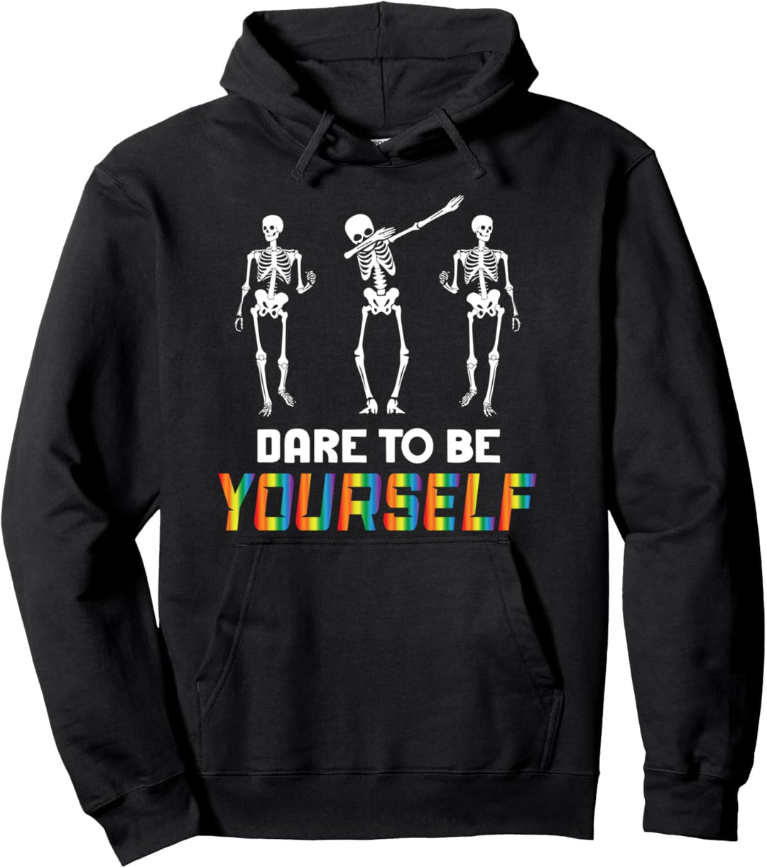 Dare to be yourself CSD Skelett Dab LGBT Gay Homosexualität Pullover Hoodie