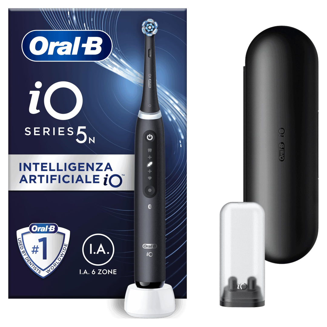 Oral-B iO 5N Elektrische Zahnbürste, Schwarz, Bluetooth, 1 Bürste, 1 Reiseetui iO5 Schwarz, iO5 Schw