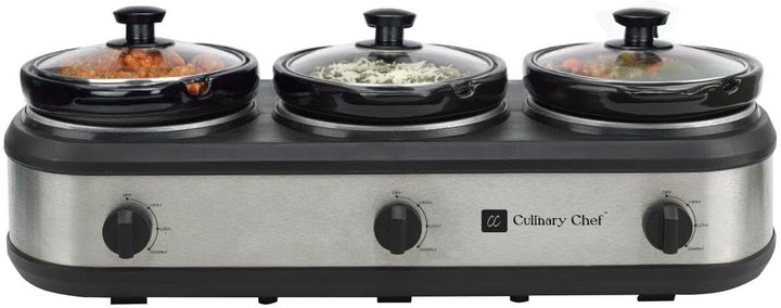 FRIGIDAIRE ESC3105-SS Triple Slow Cooker Buffet-Server, Edelstahl, 3 x 2,5 QT