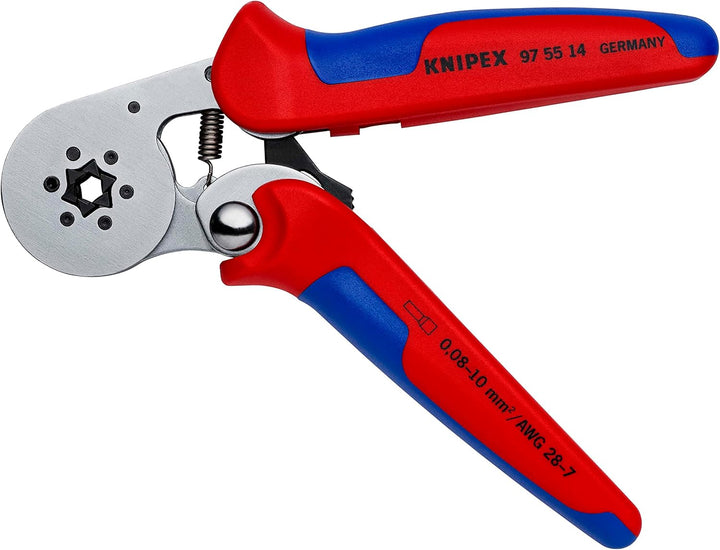 Knipex Selbsteinstellende Crimpzange für Aderendhülsen mit Seiteneinführung verchromt, mit Mehrkompo
