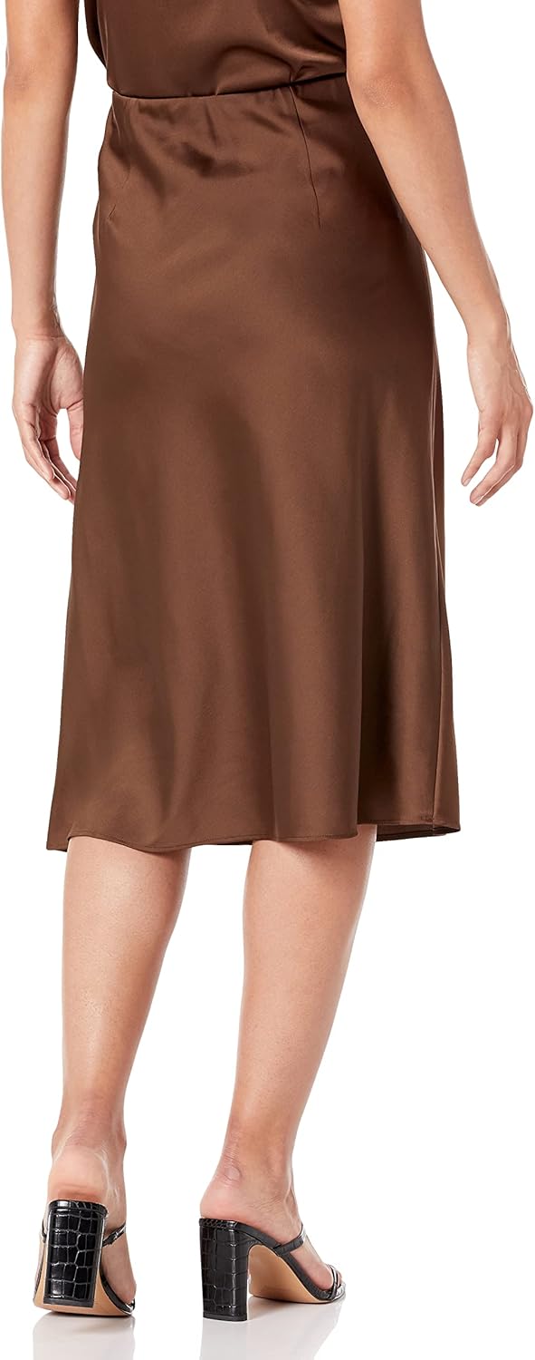 The Drop Damen Maya Rock, seidiger Slip-Skirt-Stil L Kaffee, L Kaffee