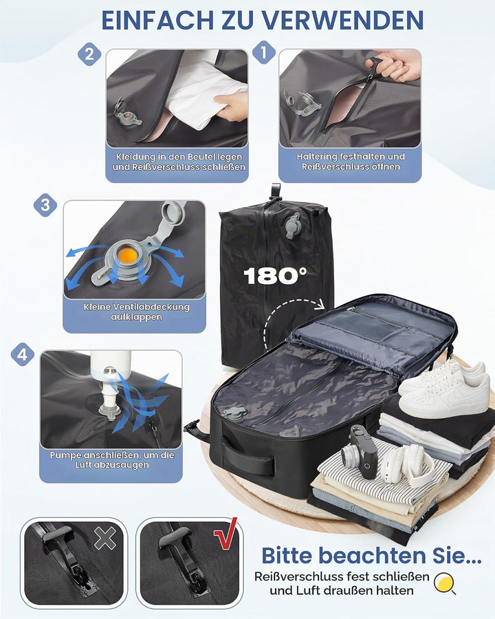 SZLX Vakuum Rucksack mit pumpe Ryanair Handgepäck 40x30x20 Damen Wizzair Handgepäck 40x30x20 Vakuum