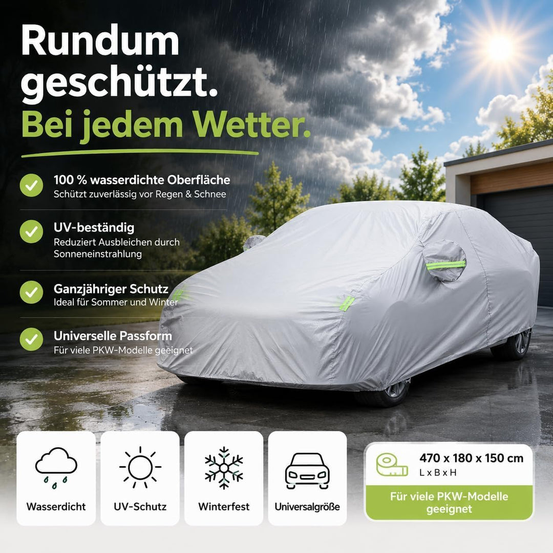 autogadget® 1x Autoschutzhülle Auto Abdeckung Autozubehör - Car Cover - Autoplane Silber Hülle Plane